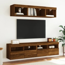 Meuble TV mural avec lumières LED chêne marron 80x30x40 cm 