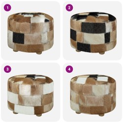 Pouf Cuir véritable Rond 50 x 50 x 45 cm  
