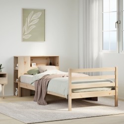 Lit bibliothèque sans matelas 90x200 cm bois de pin massif 
