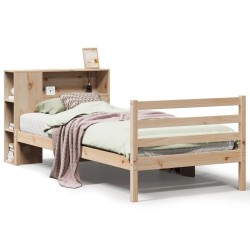 Lit bibliothèque sans matelas 90x200 cm bois de pin massif 