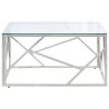 Table basse argenté acier inoxydable et verre trempé 