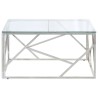 Table basse argenté acier inoxydable et verre trempé 