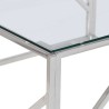 Table basse argenté acier inoxydable et verre trempé 