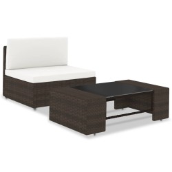 Salon de jardin 2 pcs Résine tressée Marron 