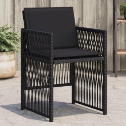 Chaises de jardin lot de 4 avec coussins noir résine tressée 