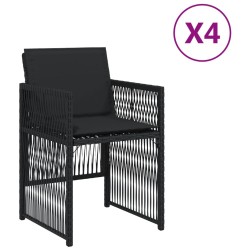 Chaises de jardin lot de 4 avec coussins noir résine tressée 