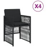 Chaises de jardin lot de 4 avec coussins noir résine tressée 