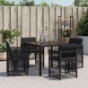 Chaises de jardin lot de 4 avec coussins noir résine tressée 