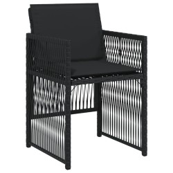 Chaises de jardin lot de 4 avec coussins noir résine tressée 