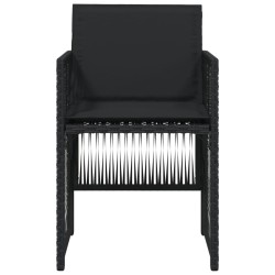 Chaises de jardin lot de 4 avec coussins noir résine tressée 