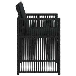Chaises de jardin lot de 4 avec coussins noir résine tressée 