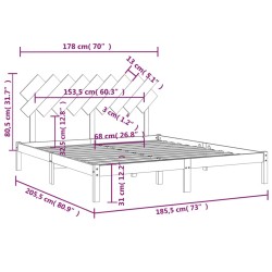 Cadre de lit sans matelas 180x200 cm bois massif 