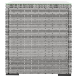 Table d'appoint gris 40x37x40,5 cm poly rotin et verre trempé 