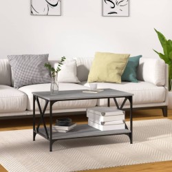 Table basse Sonoma gris 80x50x45 cm Bois d'ingénierie et fer 