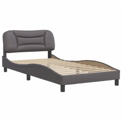 Cadre de lit sans matelas gris 100x200 cm similicuir 