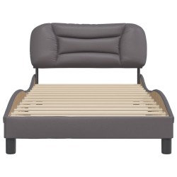 Cadre de lit sans matelas gris 100x200 cm similicuir 