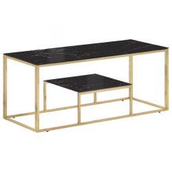 Table basse doré acier inoxydable et verre trempé 