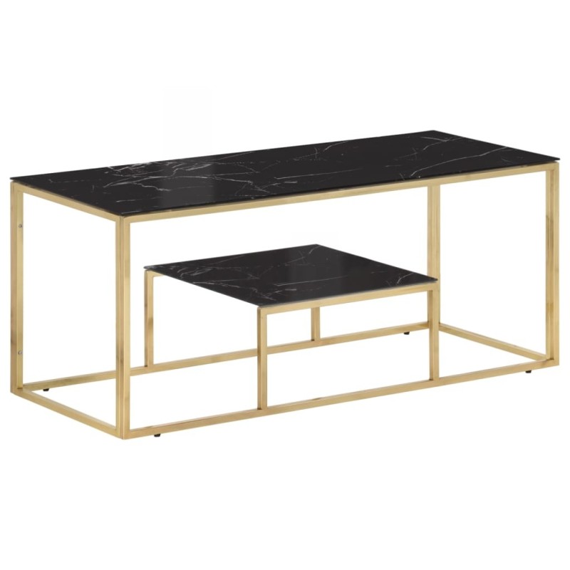Table basse doré acier inoxydable et verre trempé Table basse doré acier inoxydable et verre trempé