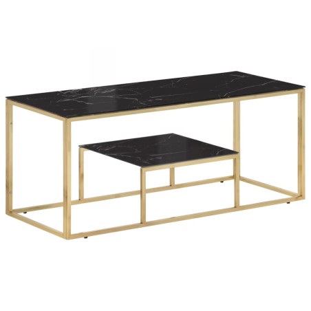 Table basse doré acier inoxydable et verre trempé 