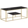 Table basse doré acier inoxydable et verre trempé 