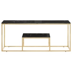 Table basse doré acier inoxydable et verre trempé 