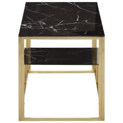 Table basse doré acier inoxydable et verre trempé 