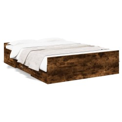 Cadre de lit avec tiroirs sans matelas chêne fumé 140x190 cm 