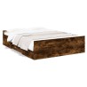 Cadre de lit avec tiroirs sans matelas chêne fumé 140x190 cm 
