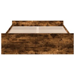 Cadre de lit avec tiroirs sans matelas chêne fumé 140x190 cm 