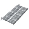 Banc de jardin avec coussin à carreaux gris 112 cm Teck massif 