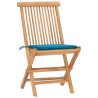 Ensemble à manger d'extérieur pliable avec coussin 3 pcs Teck 