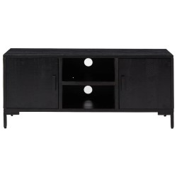 Meuble TV Noir 110x35x48 cm Bois de pin massif 