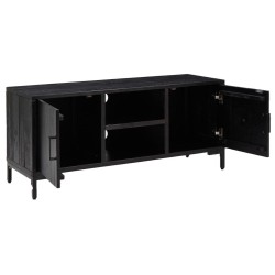 Meuble TV Noir 110x35x48 cm Bois de pin massif 