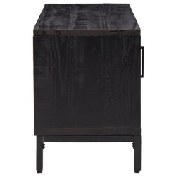 Meuble TV Noir 110x35x48 cm Bois de pin massif 