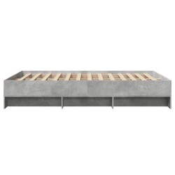 Cadre de lit sans matelas gris béton 135x190 cm bois ingénierie 