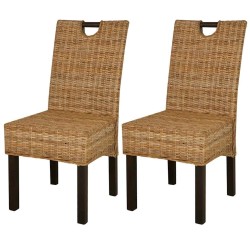 Chaises à manger lot de 2 rotin Kubu bois de manguier 