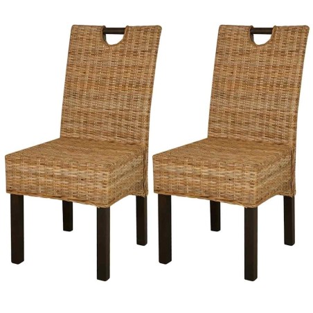 Chaises à manger lot de 2 rotin Kubu bois de manguier 