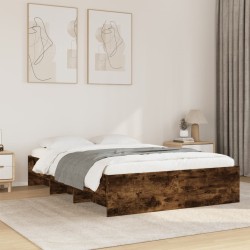 Cadre de lit sans matelas chêne fumé 135x190 cm bois ingénierie 