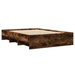 Cadre de lit sans matelas chêne fumé 135x190 cm bois ingénierie 