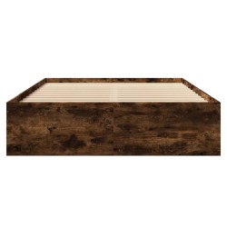 Cadre de lit sans matelas chêne fumé 135x190 cm bois ingénierie 