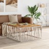 Table basse argenté acier inoxydable et bois massif d'acacia 
