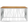 Table basse argenté acier inoxydable et bois massif d'acacia 
