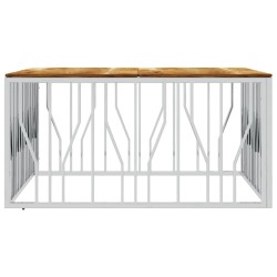 Table basse argenté acier inoxydable et bois massif d'acacia 