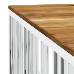 Table basse argenté acier inoxydable et bois massif d'acacia 