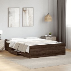 Cadre de lit avec tiroirs sans matelas chêne marron 120x190 cm 