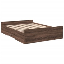 Cadre de lit avec tiroirs sans matelas chêne marron 120x190 cm 