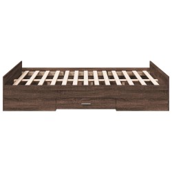 Cadre de lit avec tiroirs sans matelas chêne marron 120x190 cm 