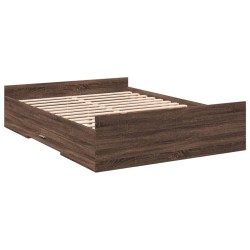 Cadre de lit avec tiroirs sans matelas chêne marron 120x190 cm 