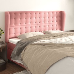 Tête de lit avec oreilles Rose 163x23x118/128 cm Velours 