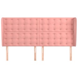 Tête de lit avec oreilles Rose 163x23x118/128 cm Velours 